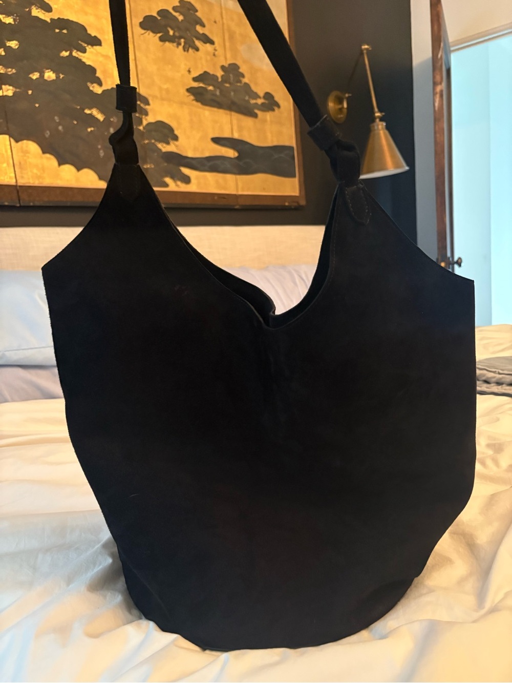 Gorgeous Black Suede Khaite Lotus-style Bag